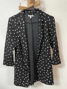 Maurices Black & White Polka Dot Open Blazer